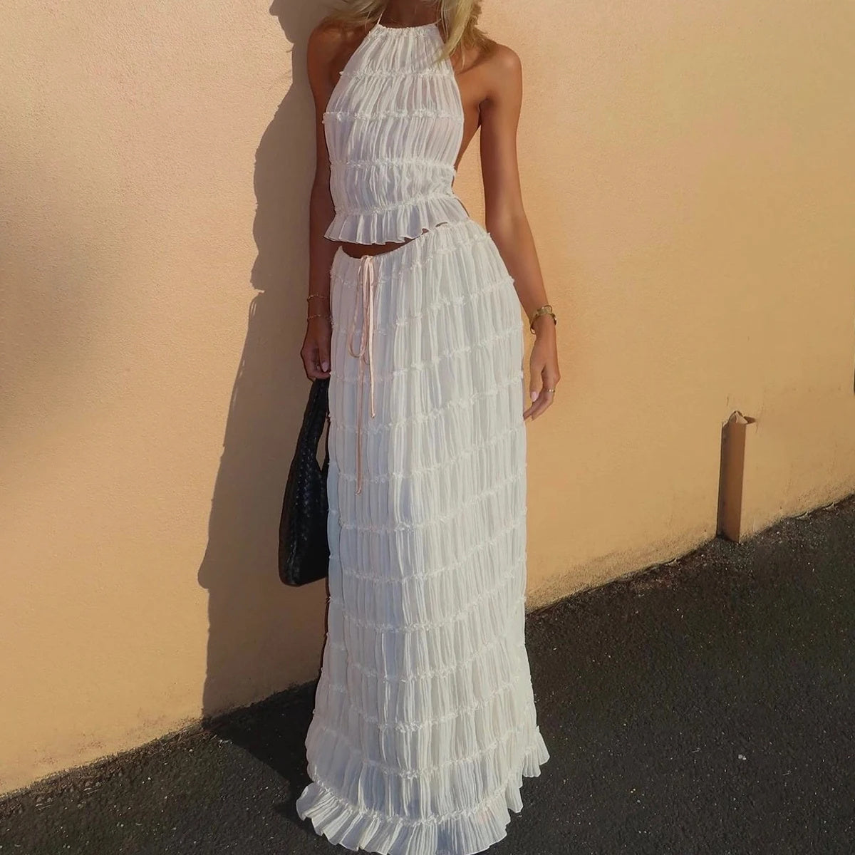✨ Ensemble chic : top dos nu & jupe longue