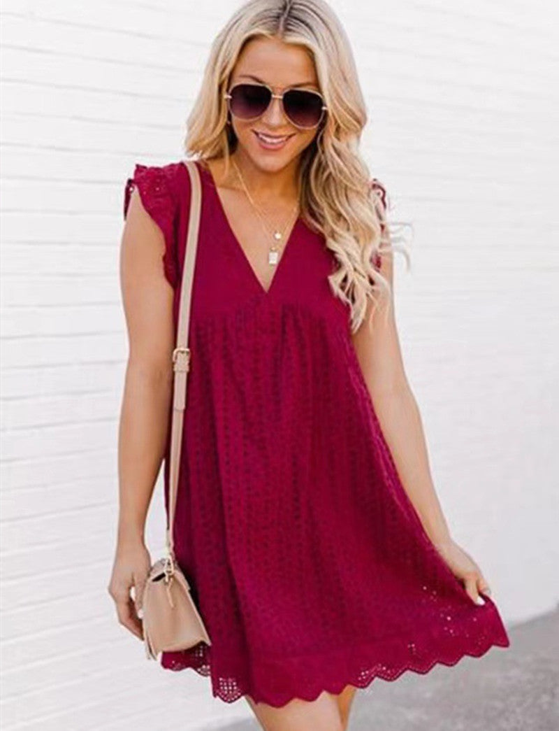 Robe Dentelle Col V