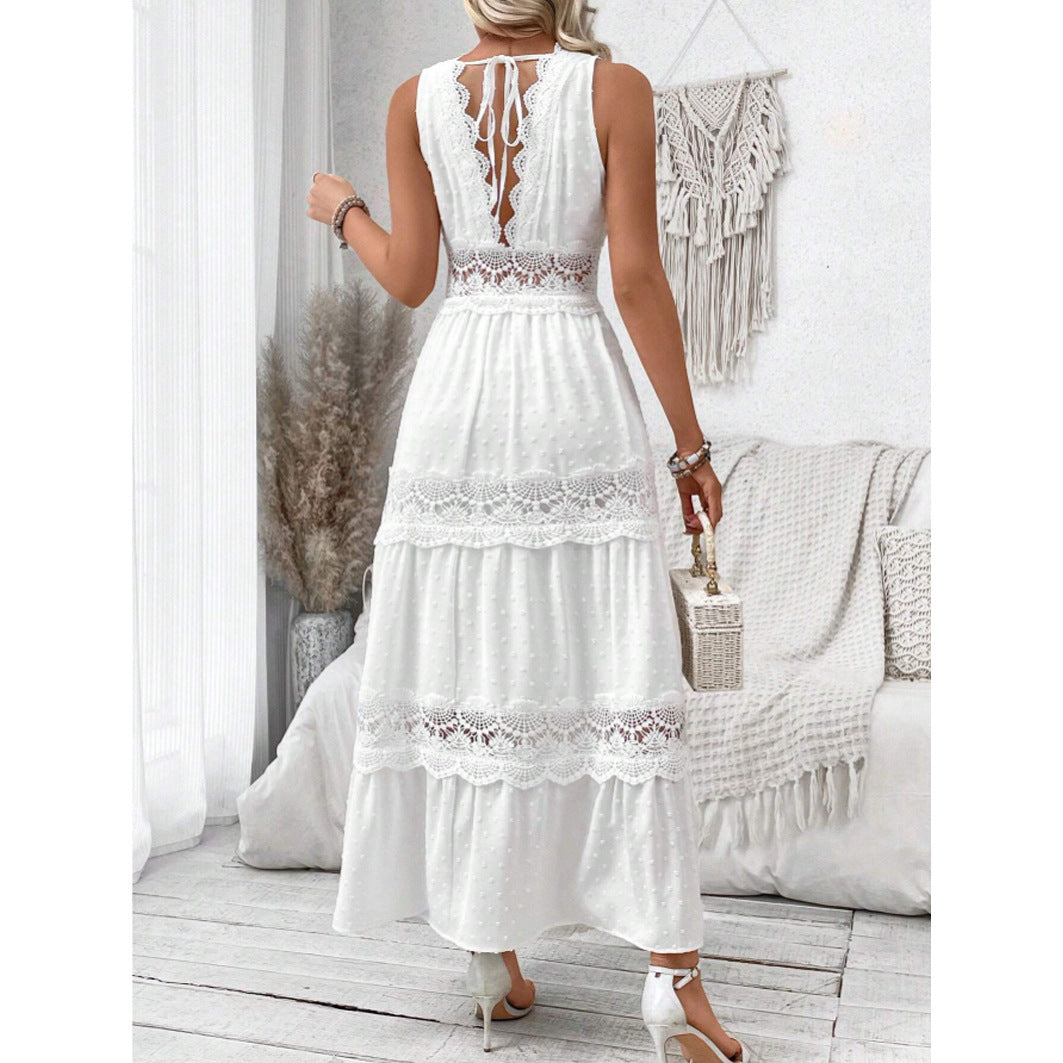 Robe Femme Dentelle Col V